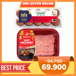 Combo trứng gà Tafa 10 quả và thịt heo xay Meatcool 400g