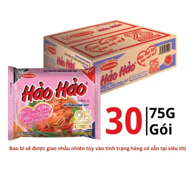 Thùng 30 gói mì ăn liền Hảo Hảo Acecook vị tôm chua cay 75g