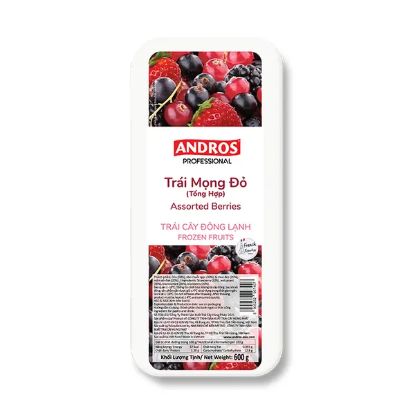Trái mọng đỏ tổng hợp đông lạnh Andros hộp 600g