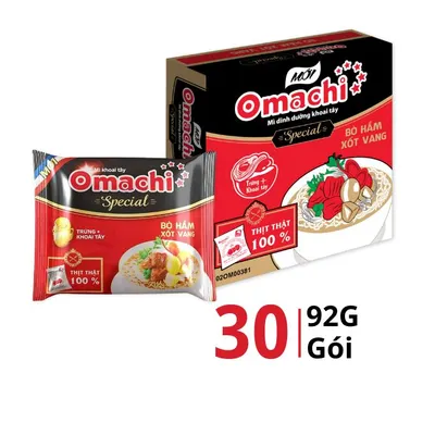Thùng 30 gói mì special Omachi bò hầm xốt vang 92g