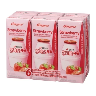 Lốc 6 hộp sữa Binggrae vị dâu 200ml