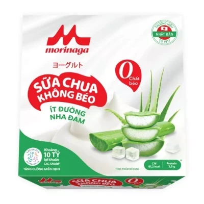 Lốc 4 hộp sữa chua Morinaga không béo nha đam 100g