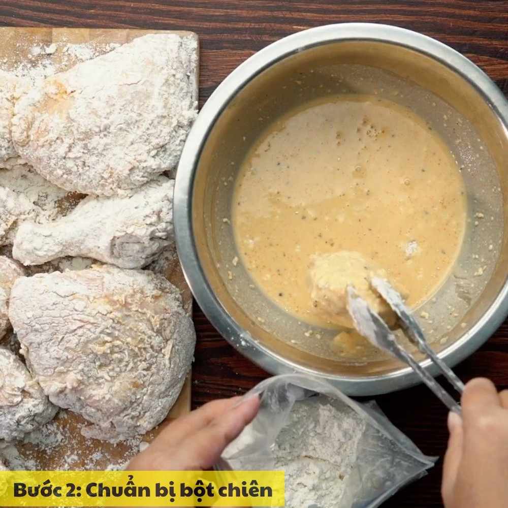 Chuẩn bị bột chiên