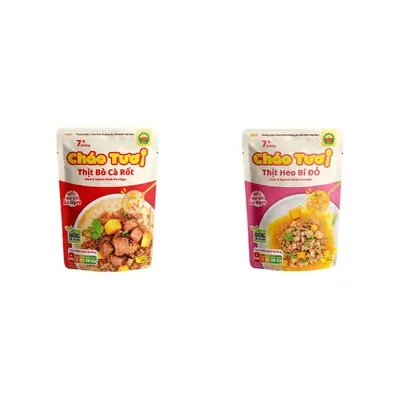 Combo Cháo tươi thịt bò Cây Thị 240g (1 Gói) + Cháo tươi Cây Thị thịt heo gói 240g