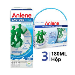 Lốc sữa tiệt trùng không đường Lactose Anlene hộp 180ml (3 Hộp)