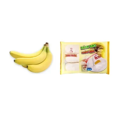 Combo Chuối già giống Nam Mỹ nhánh 1.1Kg (1 nhánh) + Bánh bao cade Thọ Phát gói 240g