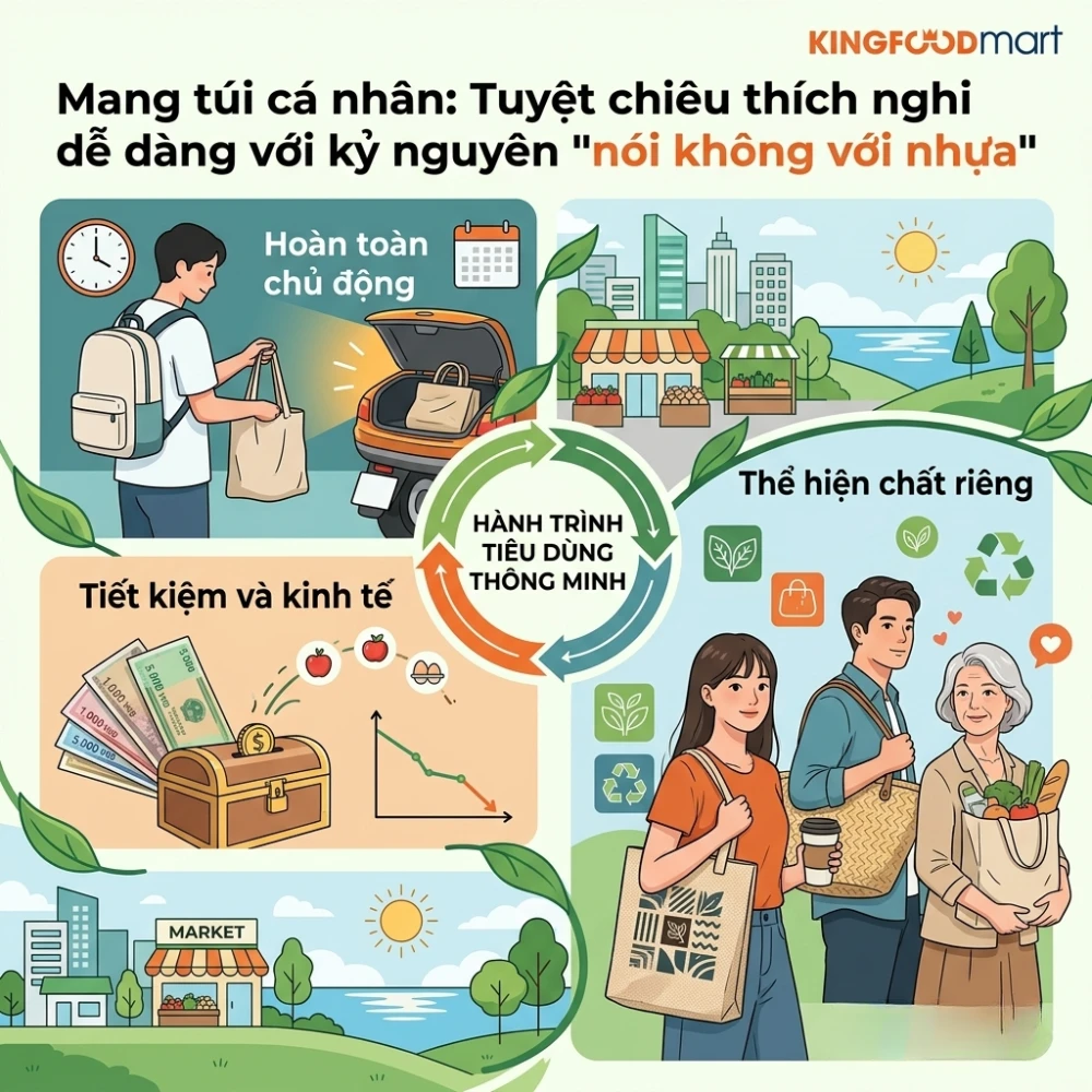 Mang túi cá nhân: Tuyệt chiêu thích nghi dễ dàng với kỷ nguyên "nói không với nhựa"