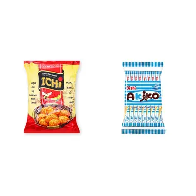 Combo Bánh gạo Nhật vị shouyu mật ong Ichi gói 180g + Snack que Akiko nhân sữa Oishi gói 140g