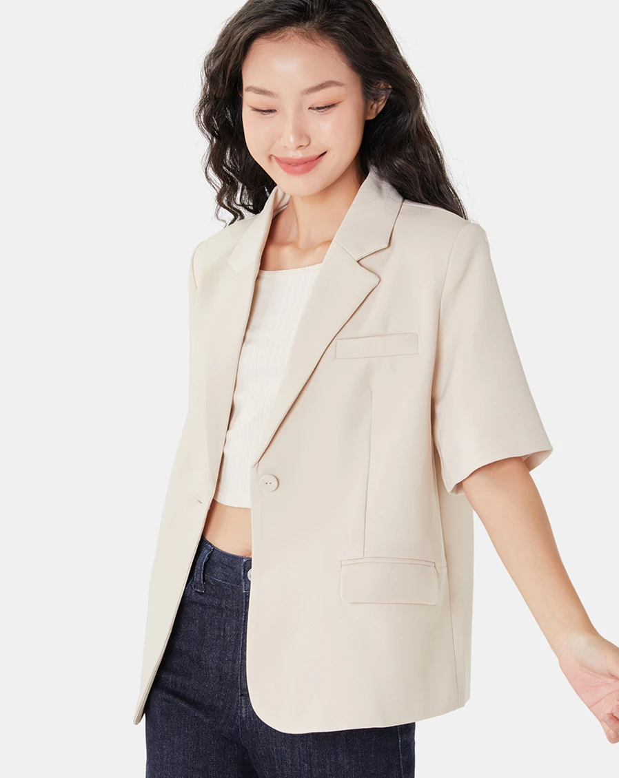 Áo blazer tay ngắn form rộng - Image 2