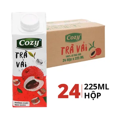 Thùng 24 hộp trà vải Cozy 225ml