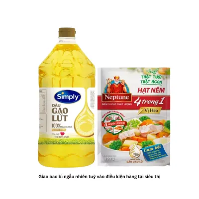 Combo bếp nhà dinh dưỡng: Dầu gạo lứt Simply 2L và hạt nêm vị heo Neptune 850g