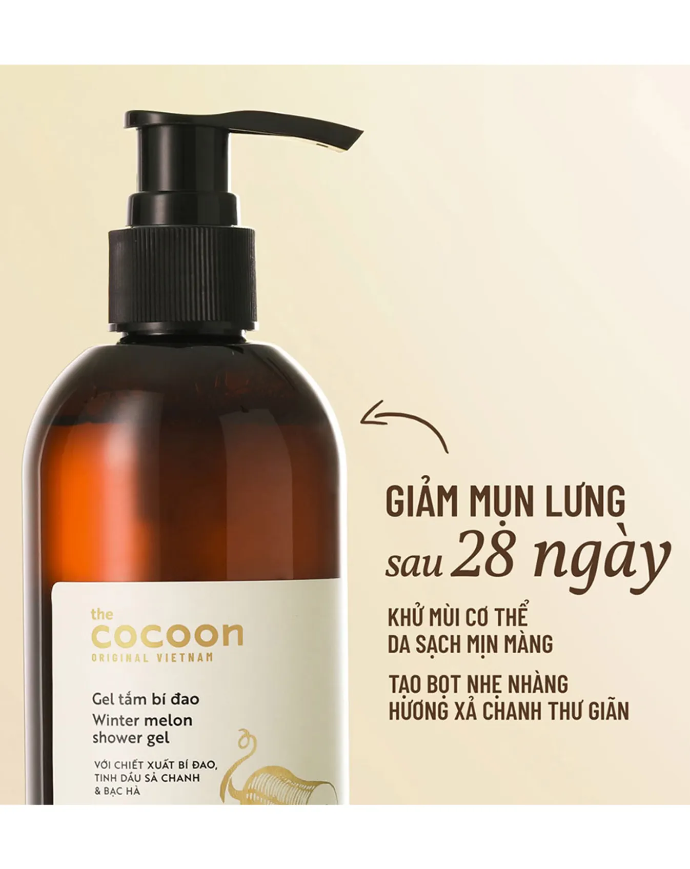 Gel Tắm Cocoon Bí Đao Hỗ Trợ Cải Thiện Mụn Lưng Cocoon Winter Melon Shower Gel 310ml - Image 4