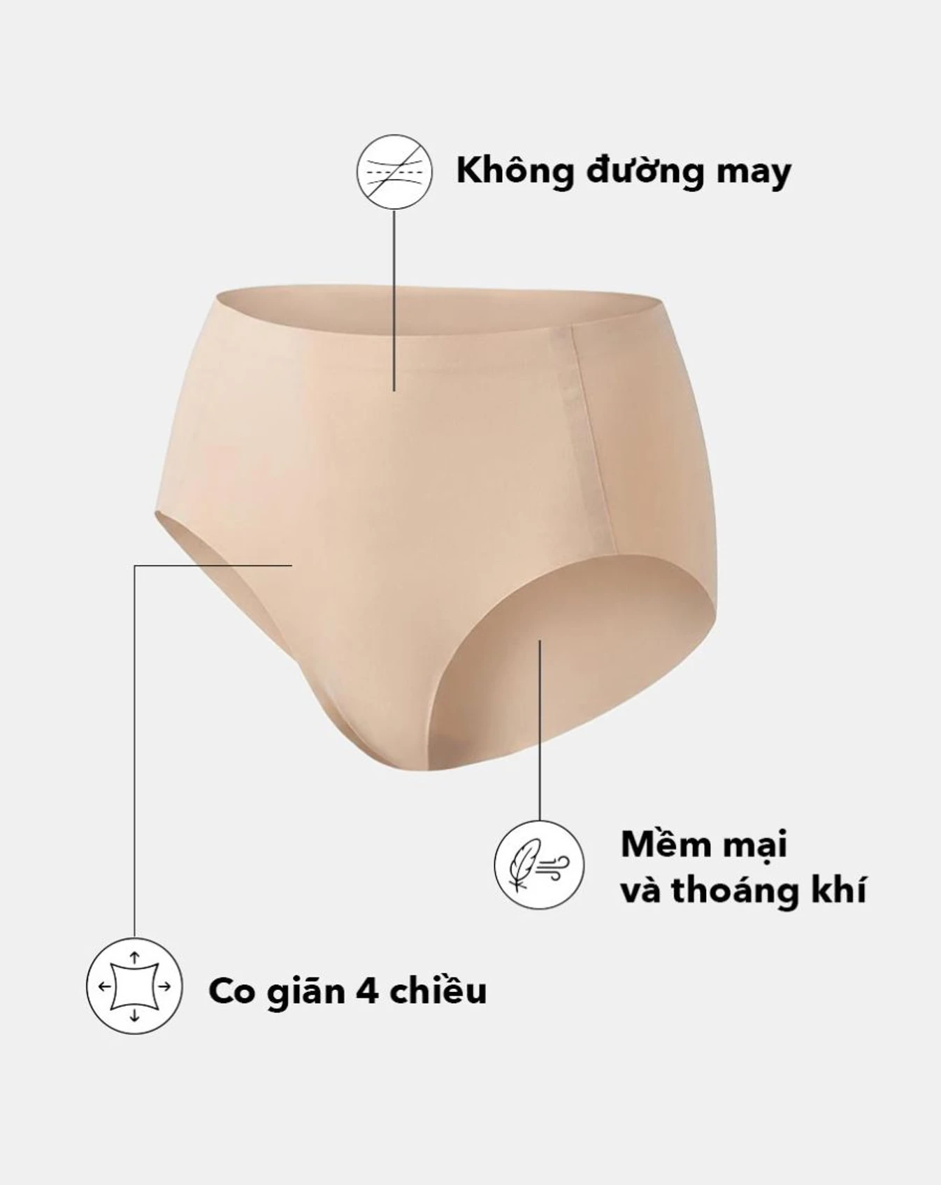 Quần lót lưng cao vải su không đường may - Image 3