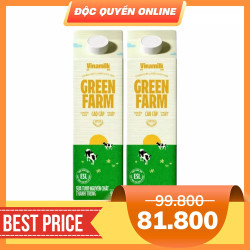 Combo sữa thanh trùng không đường Green Farm Vinamilk hộp 900ml (2 Hộp)
