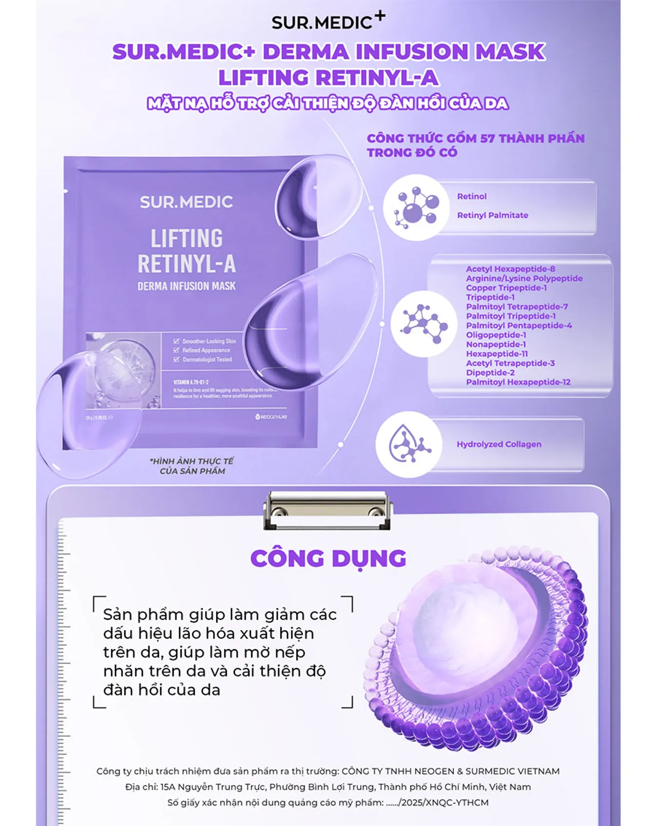 Mặt Nạ Sur.Medic Lifting Retinyl-A Derma Infusion Mask 28g - Image 3