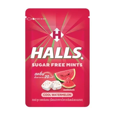 Kẹo ngậm Halls không đường vị dưa hấu gói 15.4g