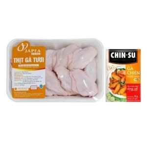 Combo cánh gà chiên nước mắm: Cánh giữa gà Japfa 500g và xốt nêm sẵn Chinsu 70g