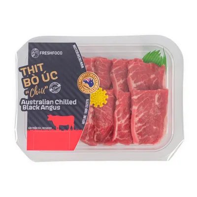 Lõi vai bò Black Angus Úc BBQ Freshfoco khay 225g