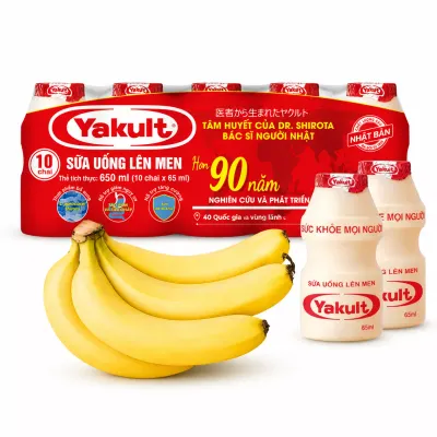 Combo sữa chua uống Yakult và chuối