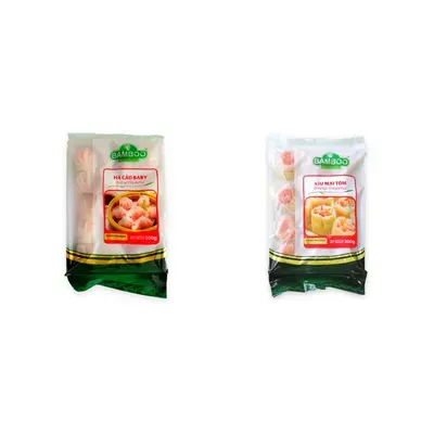 Combo Há cảo baby Bamboo gói 300g + Xíu mại tôm Bamboo gói 300g