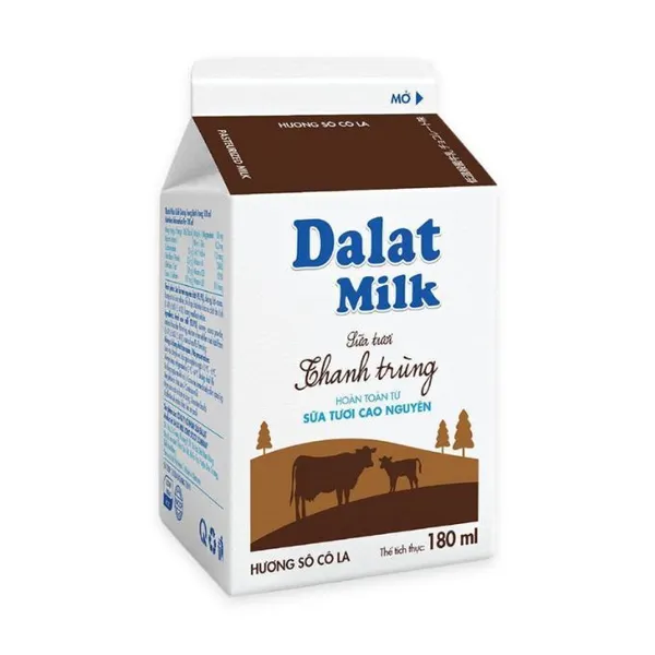 Sữa tươi thanh trùng socola Đà Lạt Milk hộp 180ml