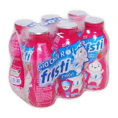 Lốc 6 chai sữa tiệt trùng Fristi Lab Dutch Lady vị dâu 80ml