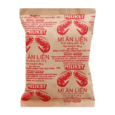Mì giấy hai tôm kraft đen Miliket gói 65g
