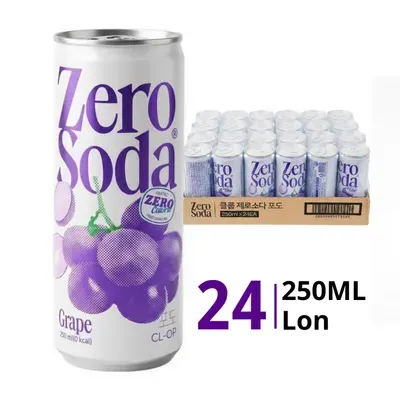 Thùng 24 lon soda Zero Cloop vị đào 250ml