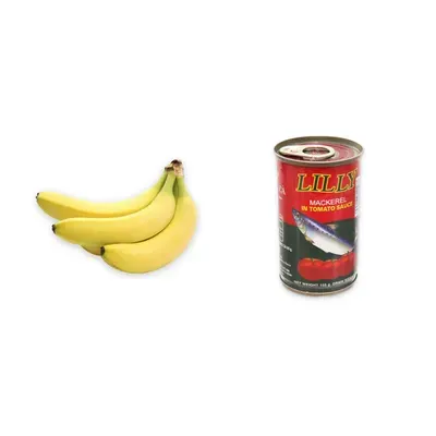 Combo Chuối già giống Nam Mỹ nhánh 1.1Kg (1 nhánh) + Cá nục sốt cà Lilly lon 155g