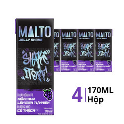 Lốc sữa chua uống tiệt trùng hương nho có thạch Lof Malto hộp 170ml (4 Hộp)