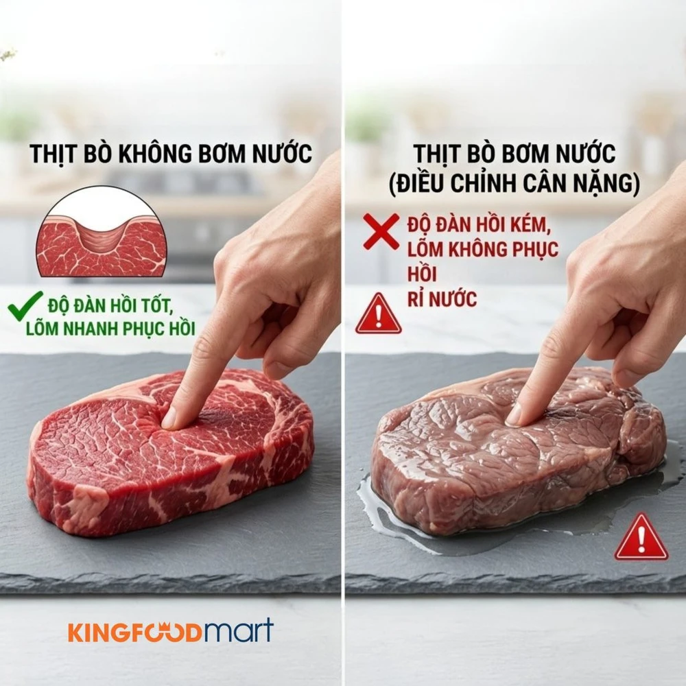 Nhận biết thịt bò có bị bơm nước hay không thông qua độ đàn hồi