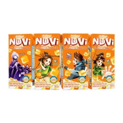 Lốc 4 hộp sữa trái cây Nutimilk hương cam có thạch 170ml