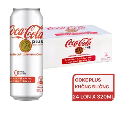 Thùng 24 lon nước ngọt Coke Plus Coca Cola không đường 320ml