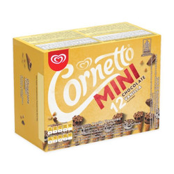 Kem ốc quế Cornetto Mini socola và vani Wall's hộp 12 cây x 18g (1 Hộp)