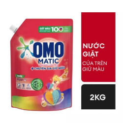 Nước giặt cửa trên giữ màu bền đẹp Omo túi 2kg (1 Túi)