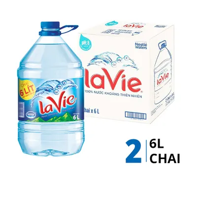 Thùng 2 chai nước khoáng La Vie 6L