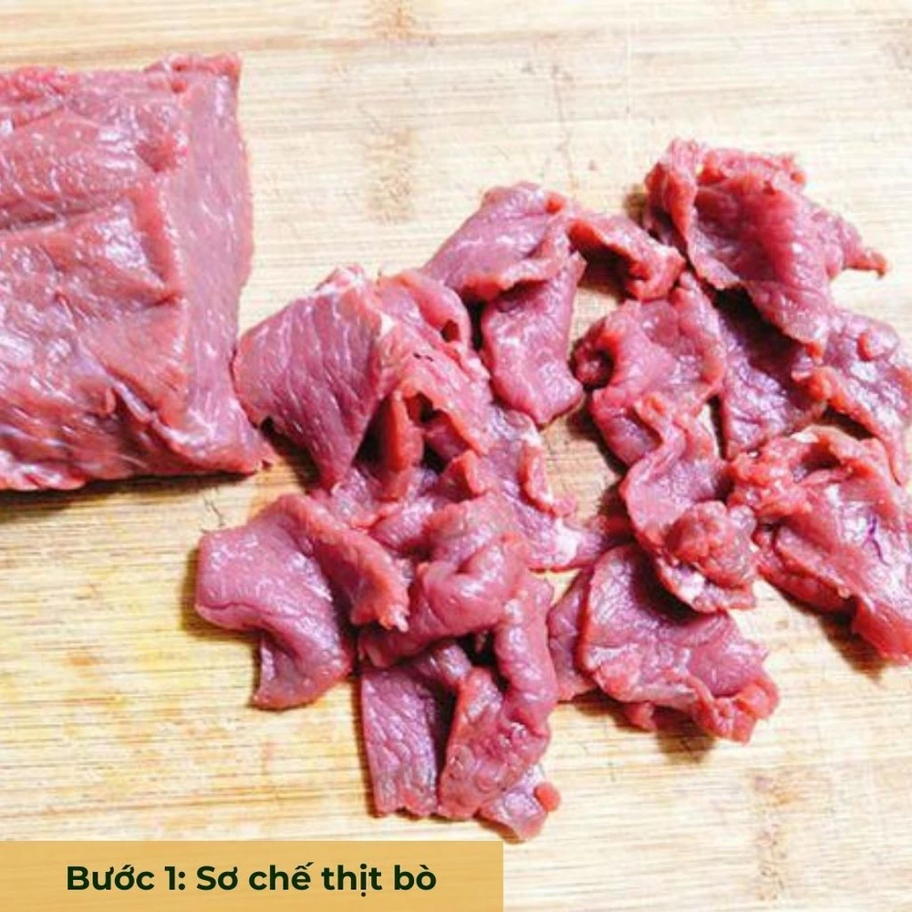 bước 1 cắt thịt bò