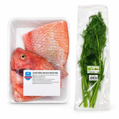 Combo Cá diêu hồng làm sạch VietGAP vỉ 500g + Thì là VietGAP gói 50g