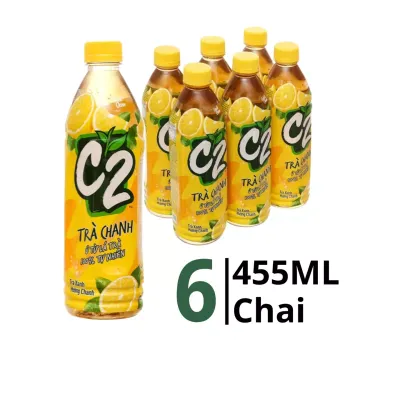Lốc 6 chai trà xanh C2 hương chanh 455ml