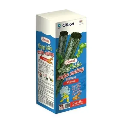 Snack rong biển cuộn nướng vị mực Ofood hộp 6 gói x 6g