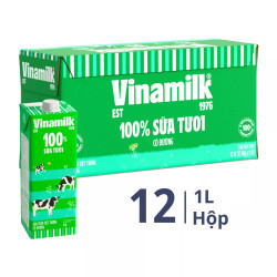 Thùng sữa tươi tiệt trùng có đường Vinamilk 1L (12 Hộp)