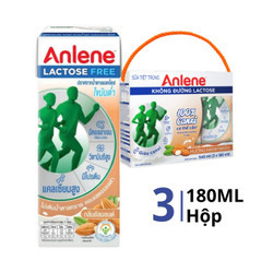 Lốc sữa tiệt trùng không đường Lactose vị hạnh nhân Anlene hộp 180ml (3 Hộp)