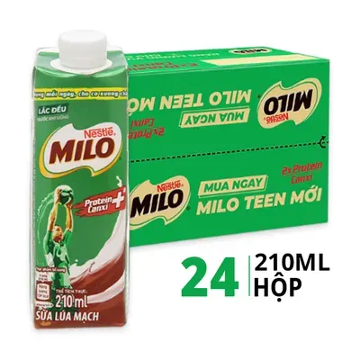 Thùng 24 chai sữa teen lúa mạch Milo 210ml