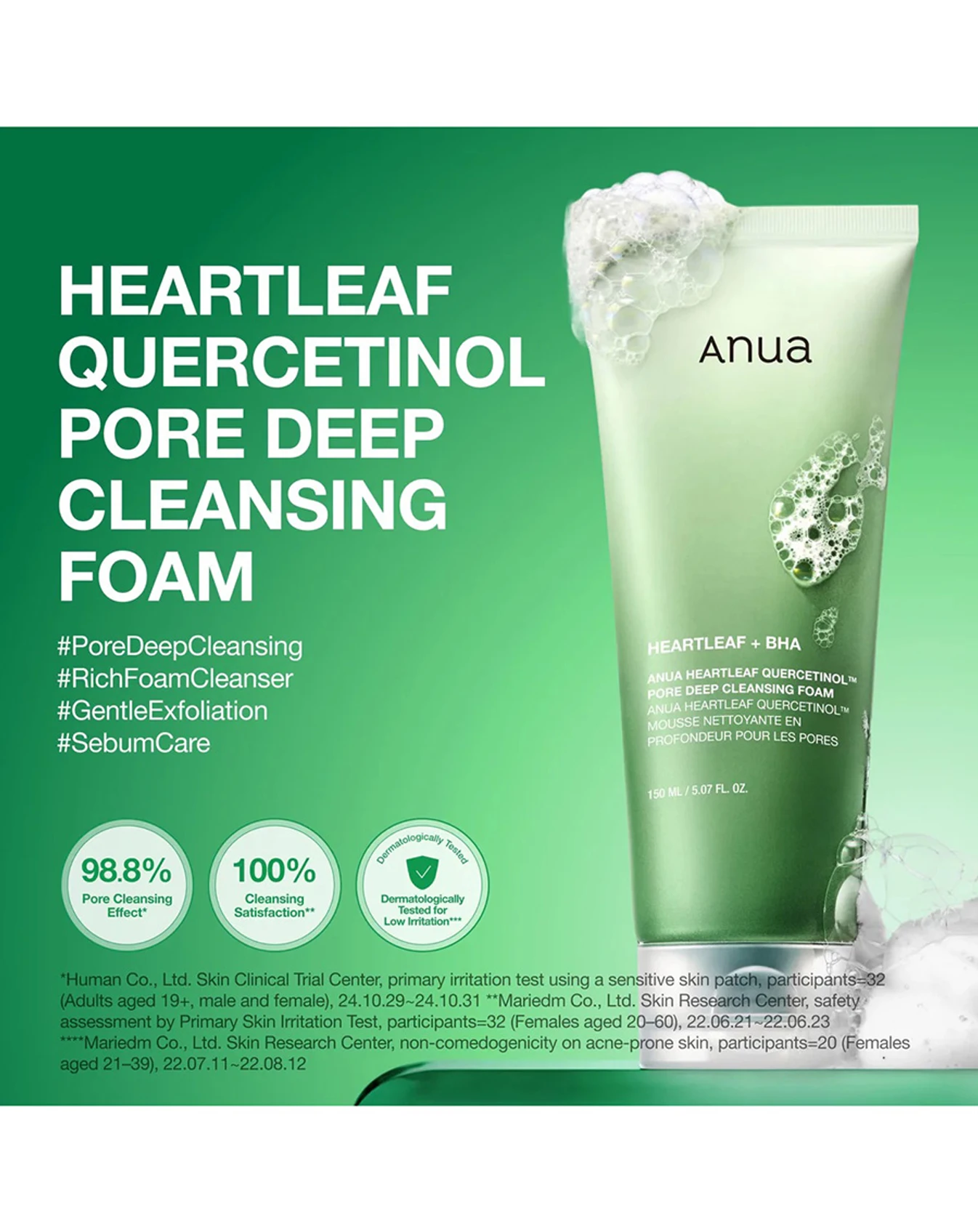 Sữa Rửa Mặt Làm Sạch Sâu Anua Heartleaf Quercetinol Pore Deep Cleansing Foam SRM047 - Image 2