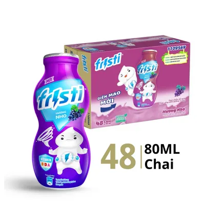 Thùng 48 chai sữa tiệt trùng Fristi Lab Dutch Lady vị nho 80ml