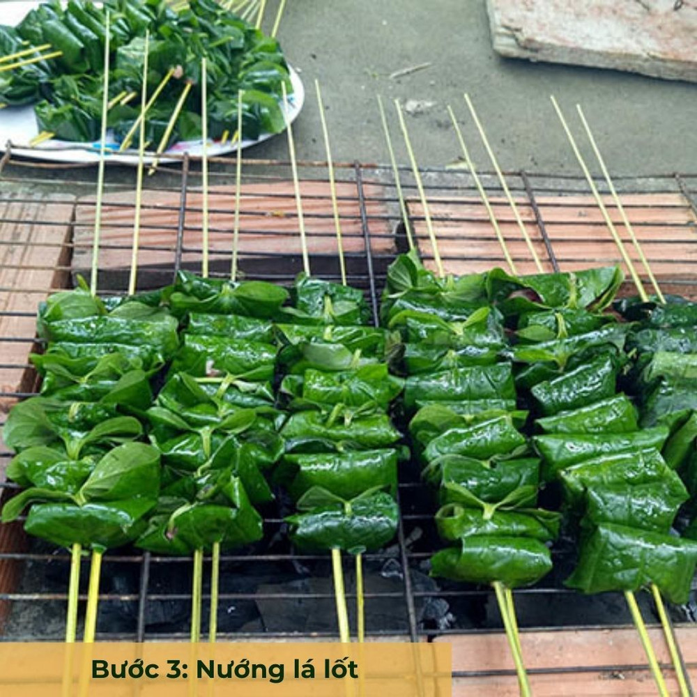 bước 3 nướng bò lá lốt