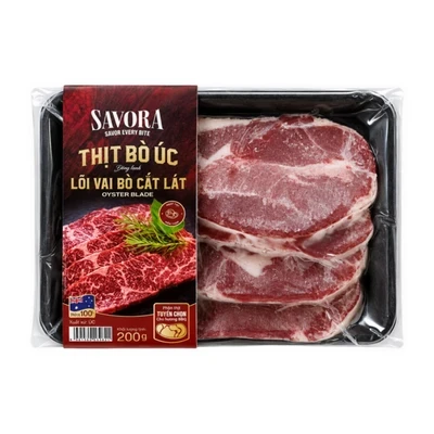 Lõi vai bò Savora Úc cắt lát đông lạnh khay 200g