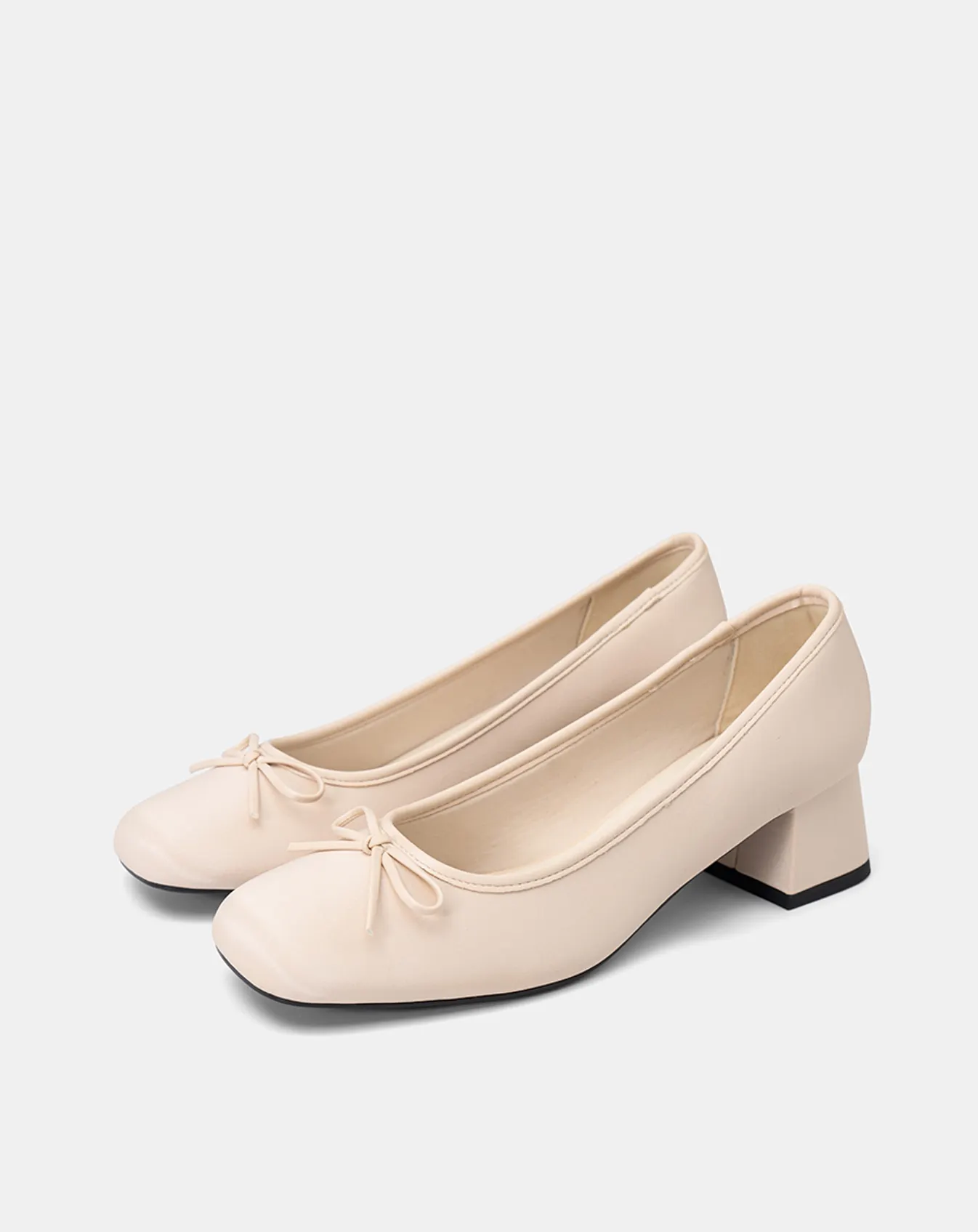 Giày Cao Gót Pumps Gót Vuông Phối Nơ - Image 3