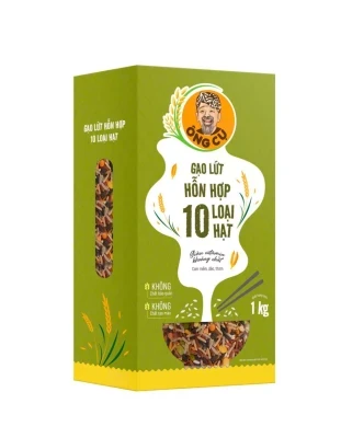 Gạo lứt hỗn hợp 10 loại hạt Ông Cụ hộp 1kg