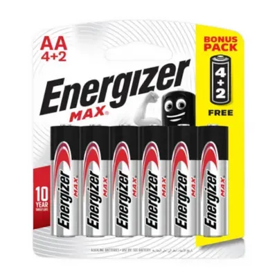 Pin Max AA E91 BP4+2 Energizer vỉ 100g